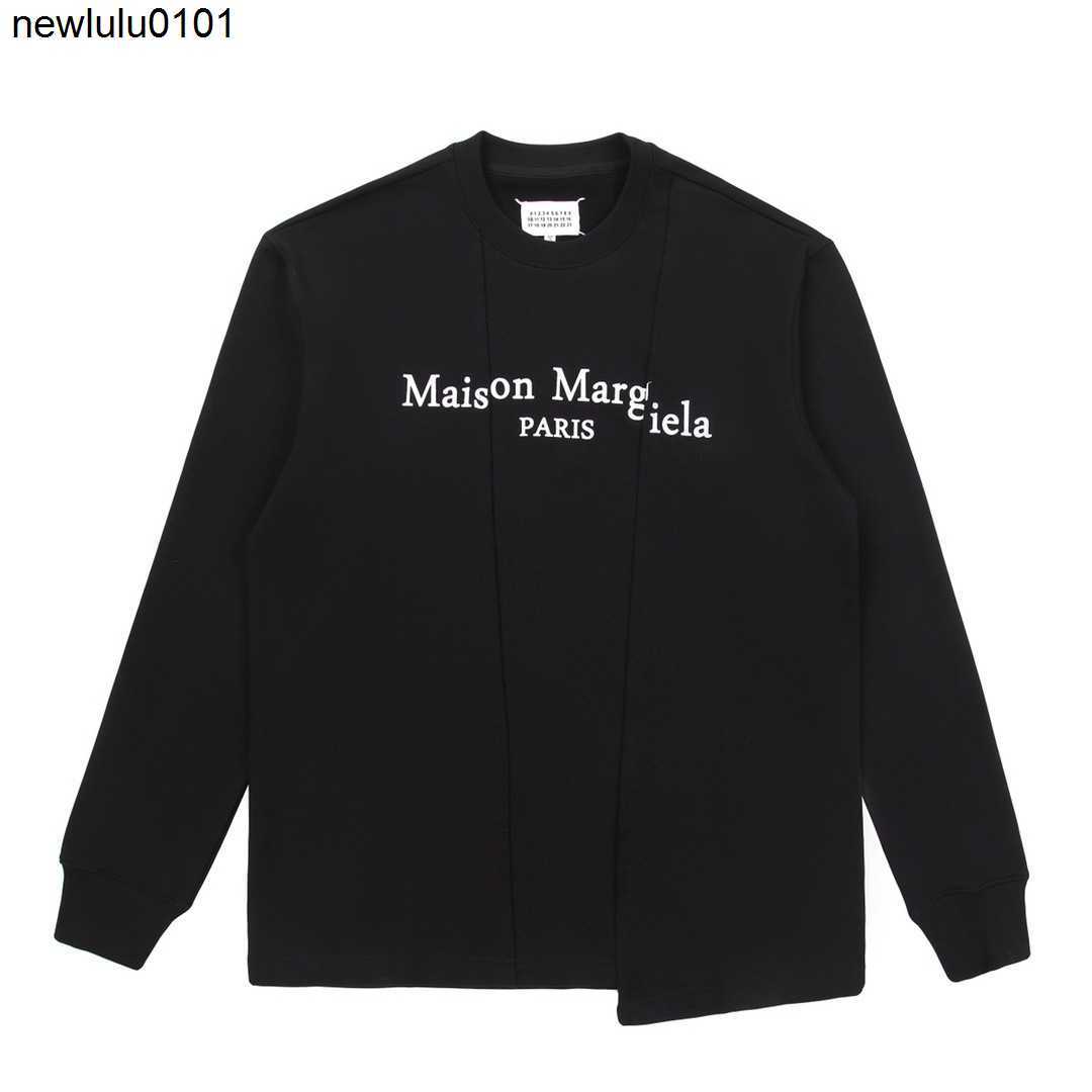 

designer men Margiela New MM6 Irregular Letter Print wonmen Loose Crew Neck Sweater for Men and Women, Black
