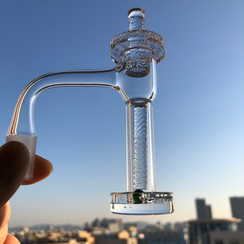 

80mm Height Full Weld Smoke Terp Slurper Quartz Banger Nails With Carving Cap & Pillar Suitfor Glass Bongs