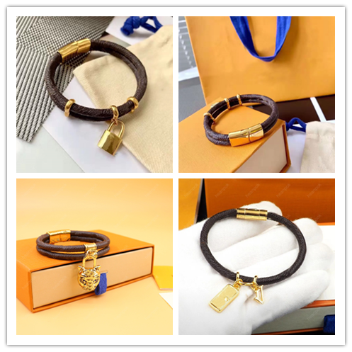 

Designer Leather Bracelet For Mens Women Brand Luxury Jewelry Gold Lock Bracelets Men Pendant Tiger Female 17cm 19cm 21cm
