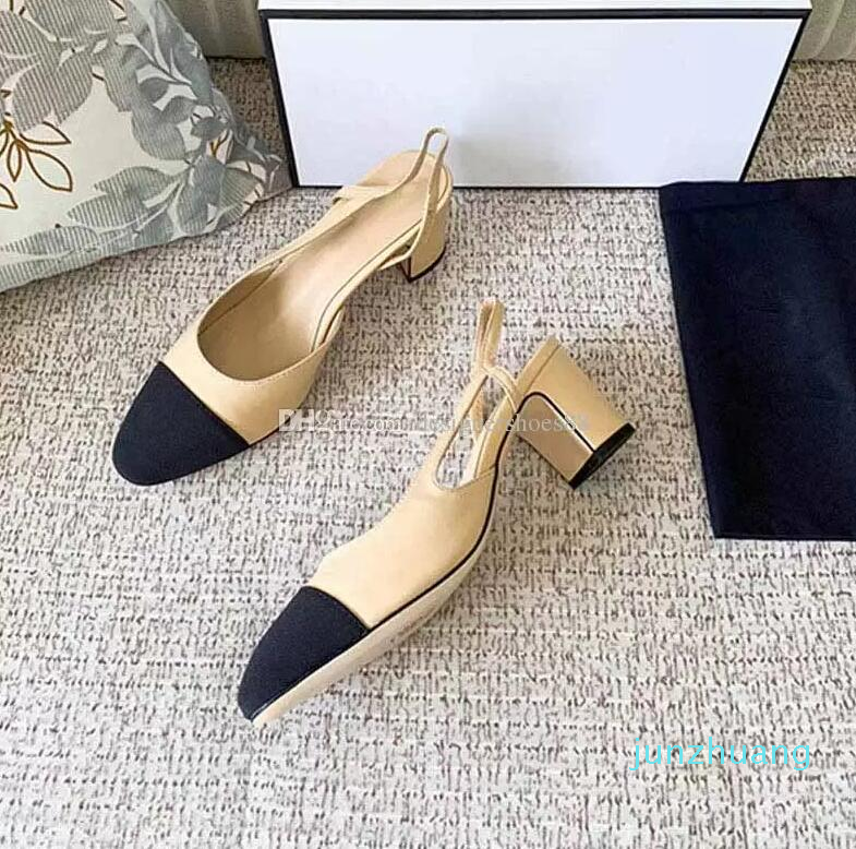 

2023 Fashion High Heels Ladies Dress Shoes Sandals 222Autumn Round Toe Box Dust Bag Designer0924 Apricot 6.5CM 35-40, #1