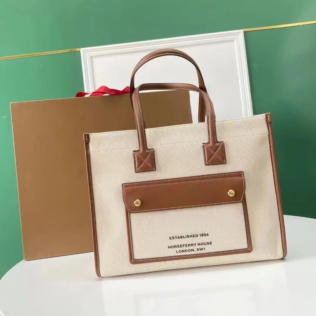 

high quality Luxury designer classic Shoulder Beach bags Women Shopping Bags WOODY Tote shopping fashion handbag wholesale canvas Large Beach bag gift Clutch Bags, Brown