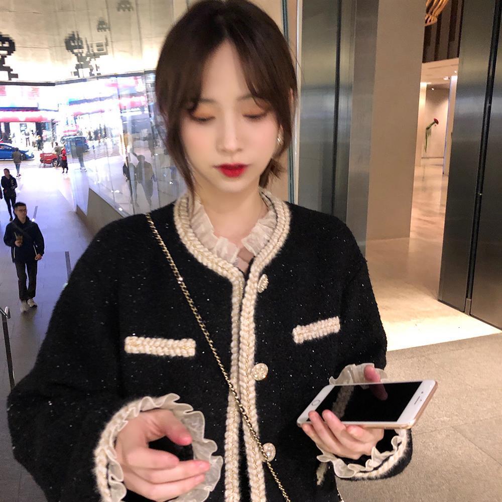 Womens Jackets French small fragrance jacket women autumn and winter Korean version of the wild short thick tweed coat 230224