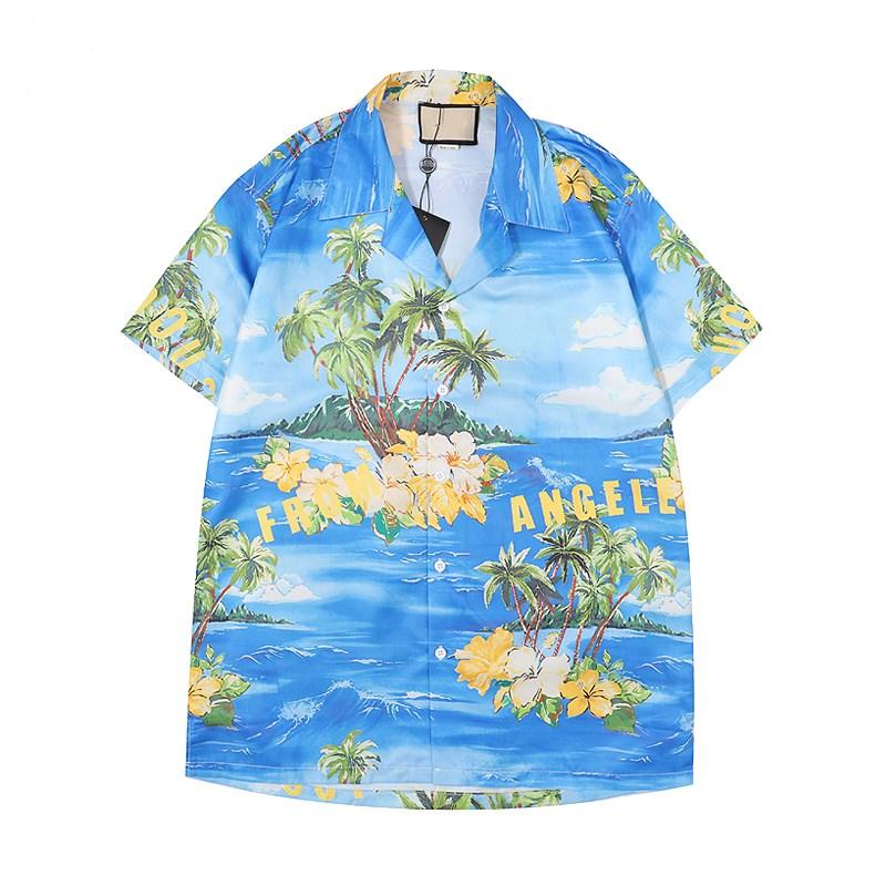 

2023 New Fashion Hawaii Floral Print Beach Shirts Men's Designer Silk Bowling Shirt Casual Shirts Men Summer Short Sleeve Loose Dress Shirt, As picture show