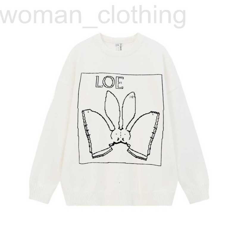 

Women's T-Shirt Designer Chaopai Rabbit Year Limited Letter Jacquard Knit Casual Round Neck Sweater M96K, White2