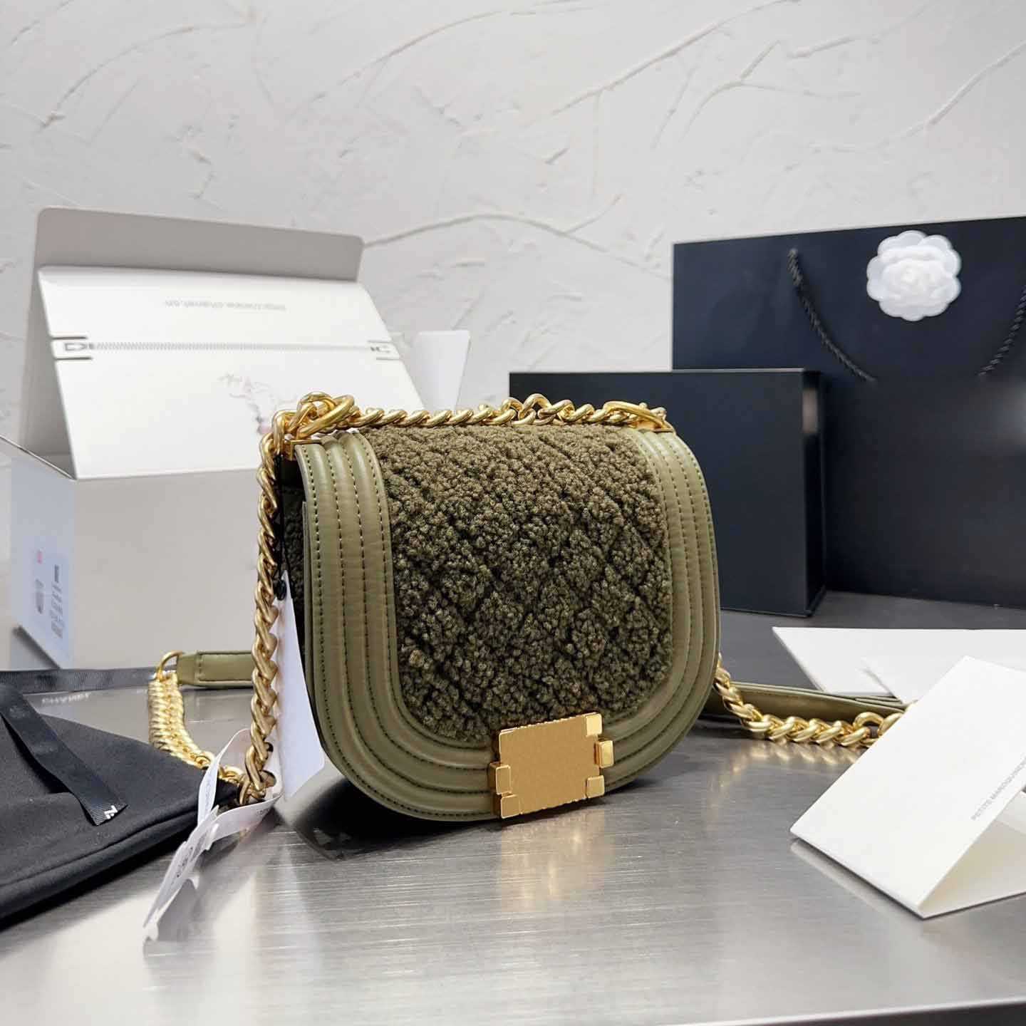 

Classic Twill Tweed Mini Flip Bag Womens Quilted Luxury Handbag Outdoor Multi function Designer Shoulder Bag Suitcase Birkin Multi pocket Card Holder Sacoche 20cm, Green