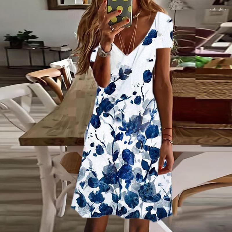 

Casual Dresses Plus Size Dress For Women V Neck Floral Butterfly Printed Short Sleeve Beach Sundress Women's Clothing Summer 2023, 07