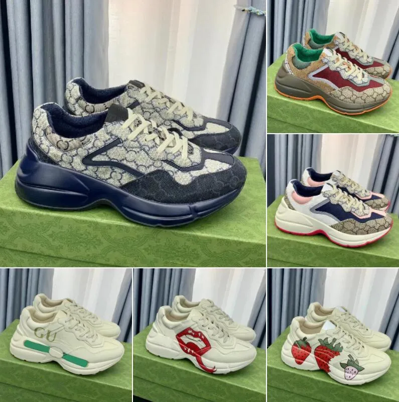

Rhyton Sneakers Designer Shoes Multicolor Sneakers Beige Men Trainers Vintage Luxury Chaussures Ladies Casual Leather Shoes Sneaker, Color 12
