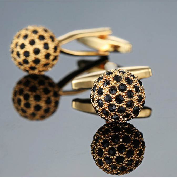 

Jewelry Brand Golden Crystal Ball Cuff link Wholesale Buttons designer High Quality shirt cufflinks for mens