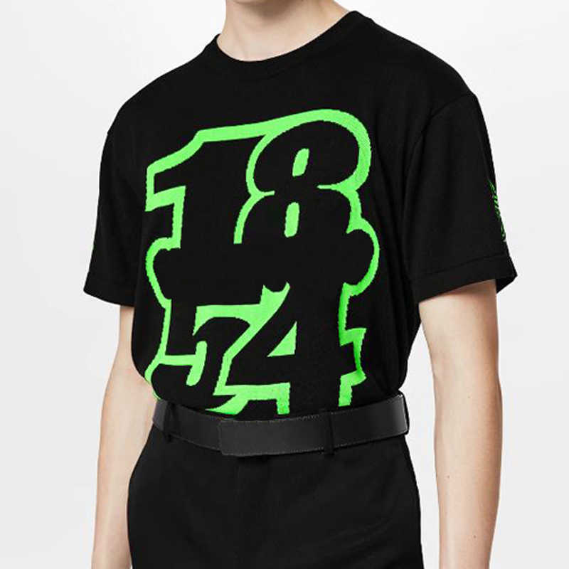 

1854 Knitting Tee Short Sleeve Knitted Letters Black Fashion Man Women T-shirt Summer Casual FZTX1890