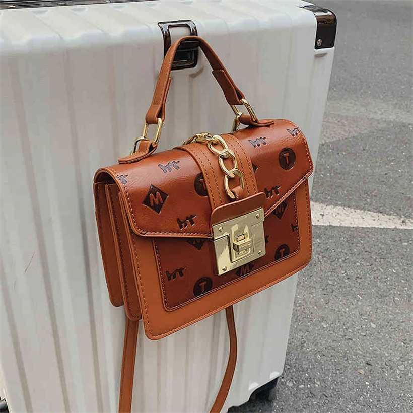

Handbag High quality 2023 new bag texture portable shoulder small square popular printed messenger saddle women's, Wine