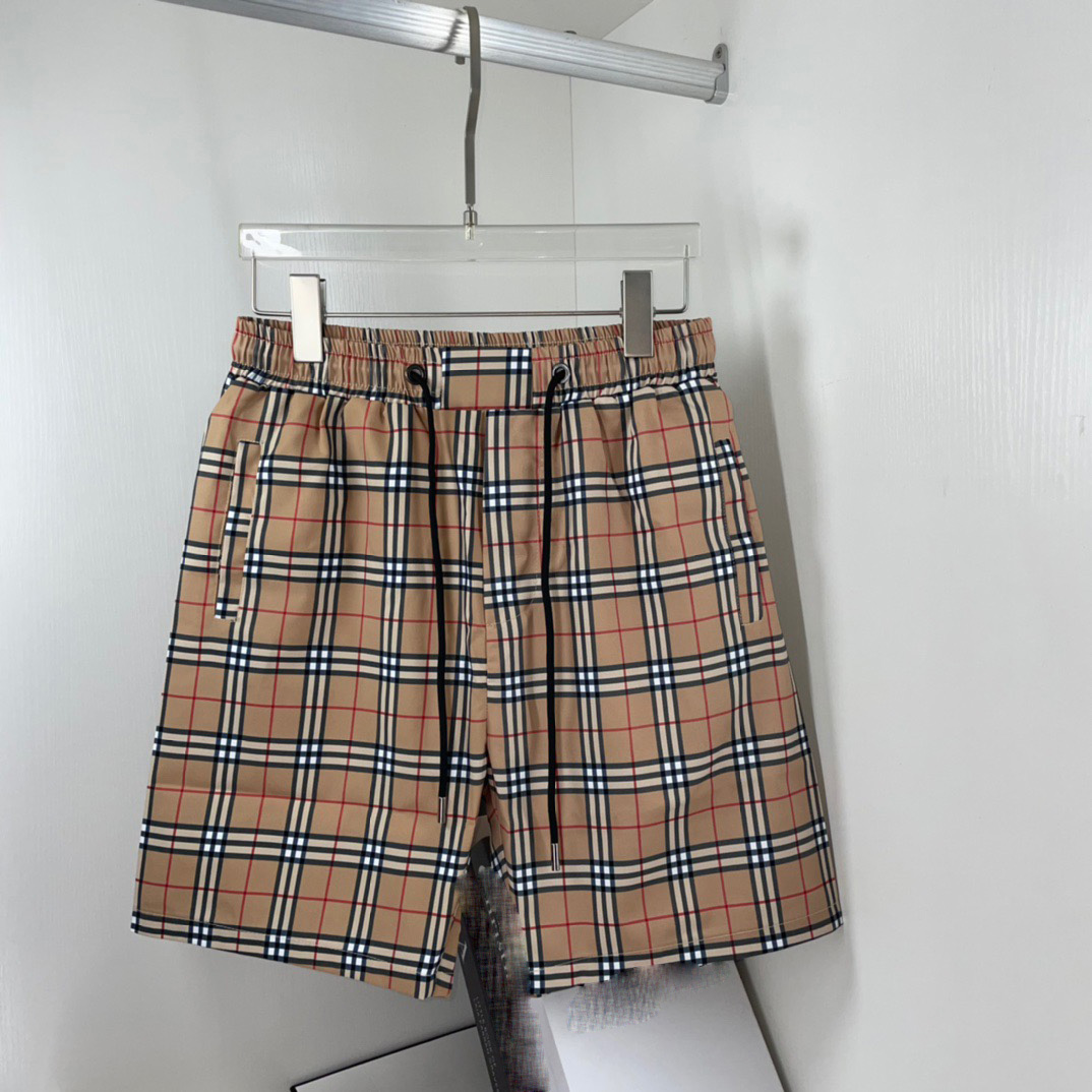 

Men designer shorts men swim swimsuit shorts outdoor sports cotton letter medium summer Quick drying printed board beach Plaid stripe cargo shorts Asian size -3XL, Brown