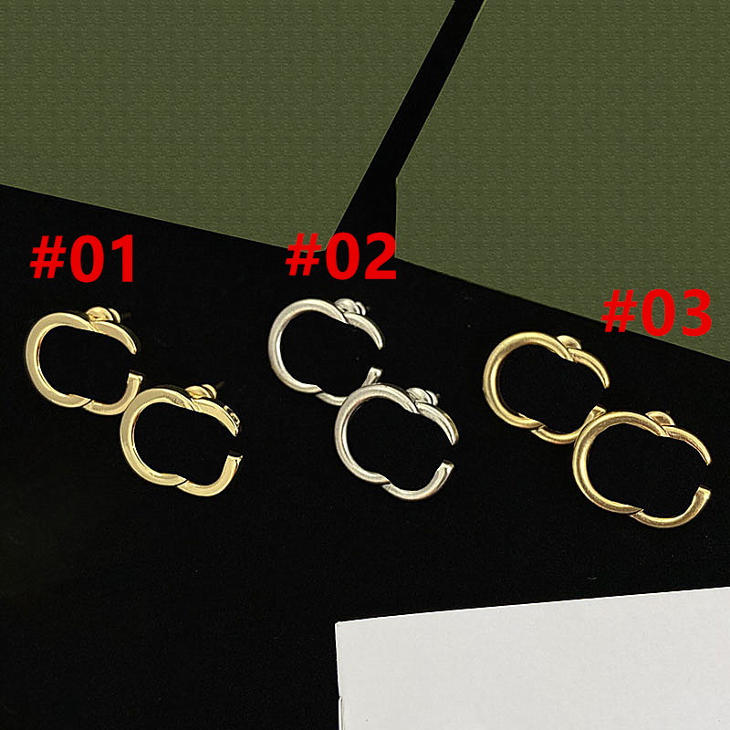 

Female Golden Charm Double Letter Geometry Design Earrings Small Elegance Jewelry for Wedding Engagement