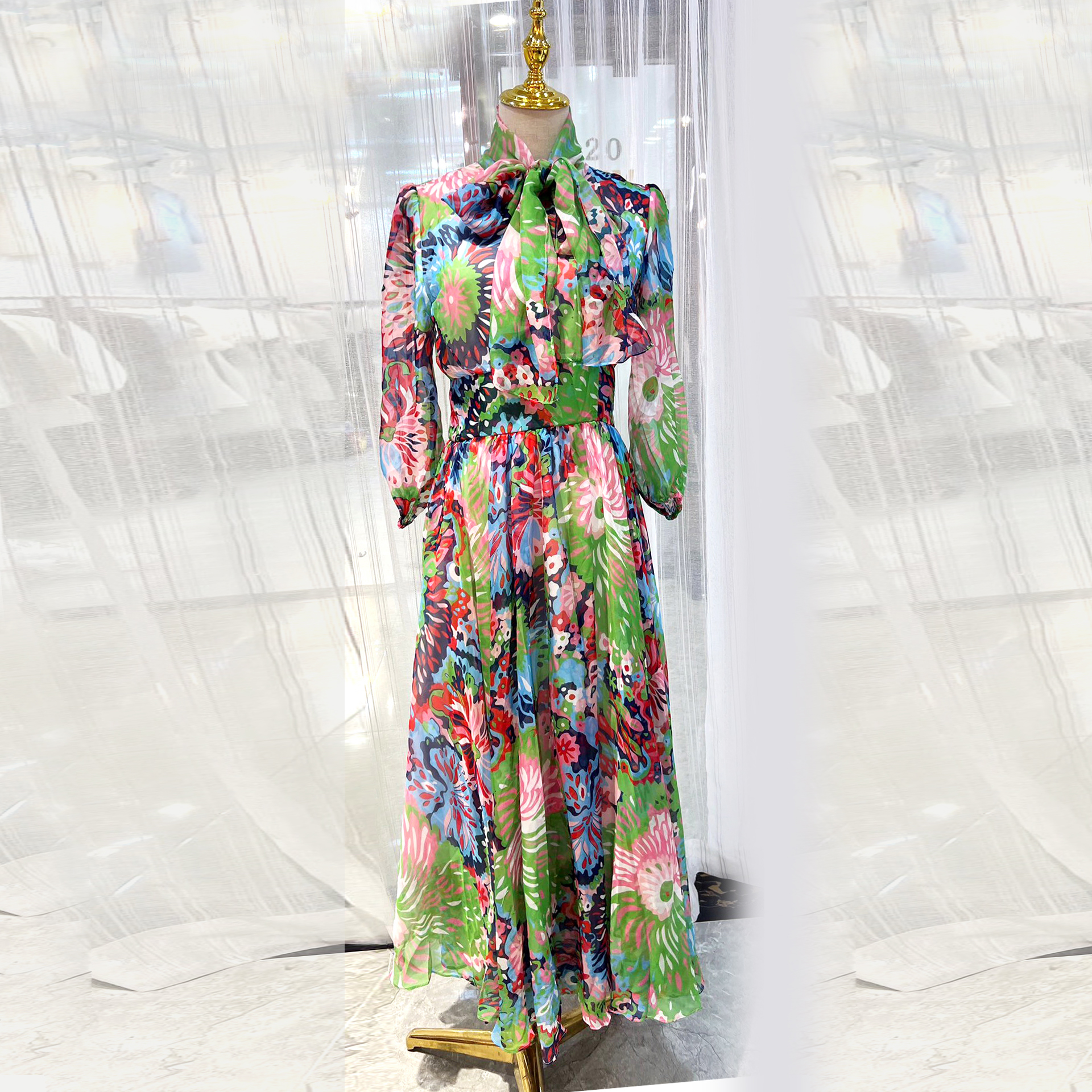 

Women's dress luxury designer long Dress Multiple patterns, Purple