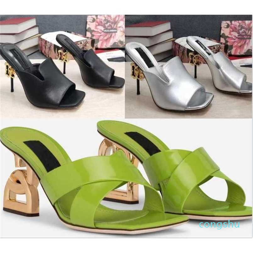 

High Heels Sandals for woman shoes Genuine Leather Dressing Pumps with D Baroque & G Sculpted Heel sandal designer bag Shoes, 1#