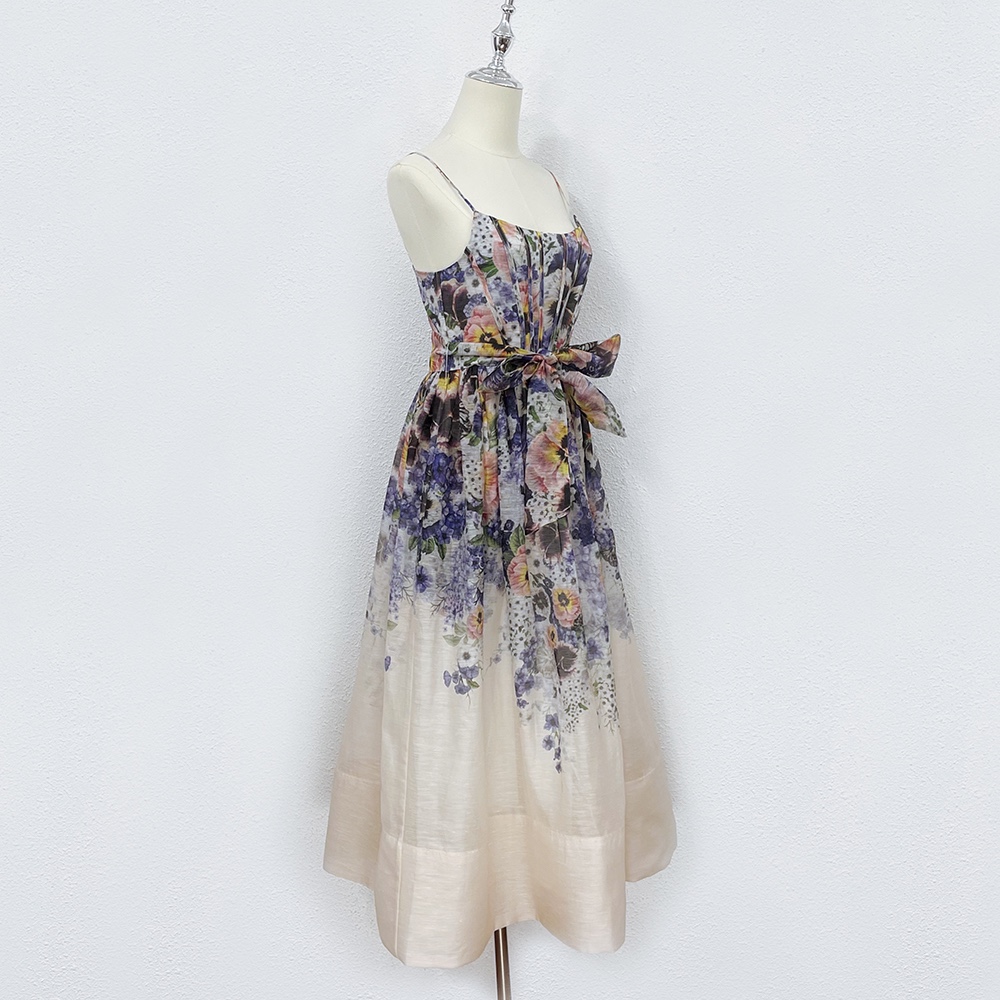 

Runway Dresses 2023 Australian designer designed a long holiday silk and hemp sling dress 02, Multi