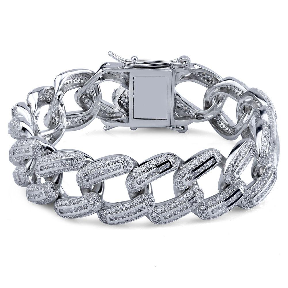 

Bracelet Gold Silver Color Plated Iced Out Micro Pave Zircon 21mm Miami Cuban link Men's Bracelet For Women