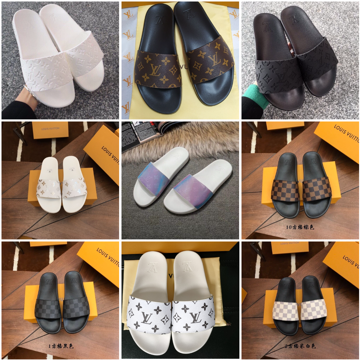 Classique hommes diapositives femmes sandales chaussures pantoufles 2022 mode été large plat dame sandale pantoufle sac à poussière 35-46 #9021