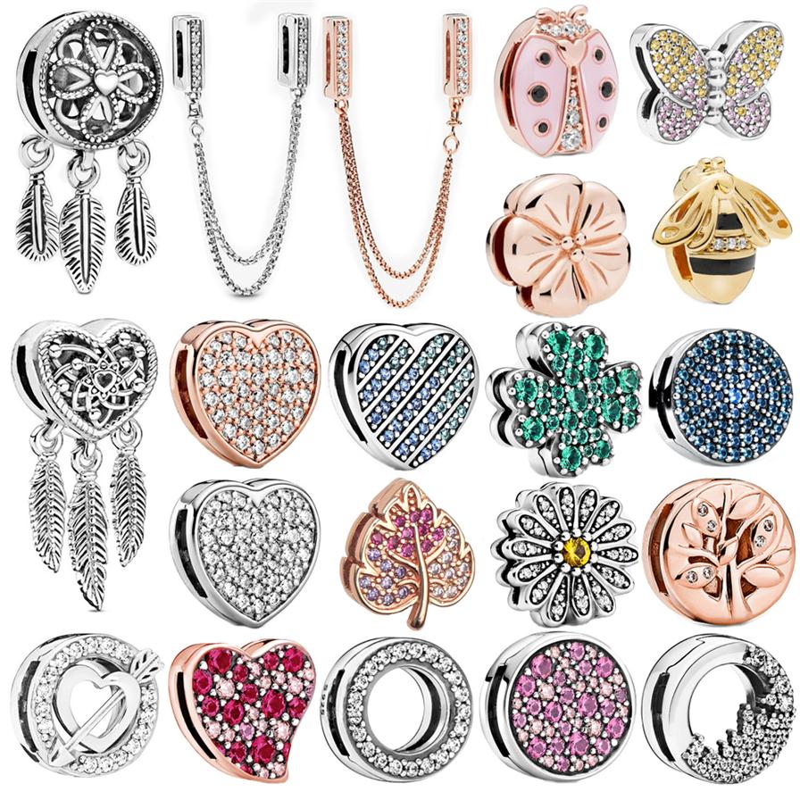 

925 Sterling Silver Dangle Charm color Reflexions beads DIY Fixed clip Beads Beads Fit Pandora Charms Bracelet DIY Jewelry Accessories2110