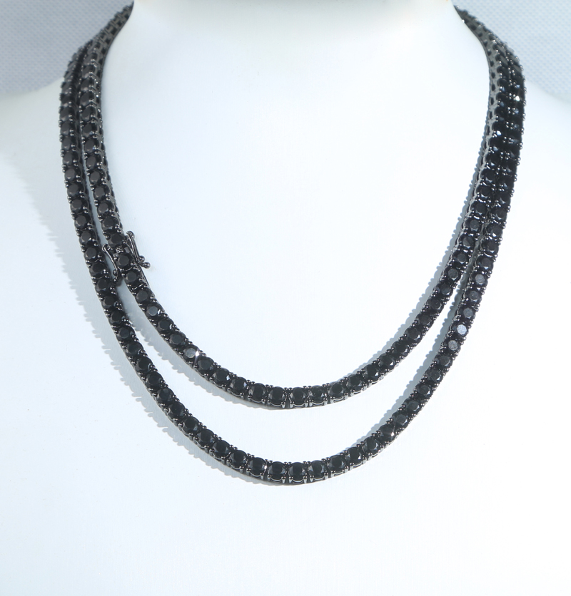 

New Black Color Shining CZ necklace bracelet set Iced Out Bling Cubic Zirconia Tennis Chain Women Men Hip Hop Bracelet Bangle necklaces Jewelry wholesale
