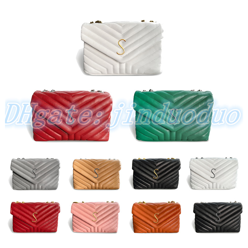 

Fashionable yslity LOULOU Shape Flap Chain Shoulder bags luxury Womens Men designer Purse Crossbody Handbag wallet wholesale Clutch Y logo genuine leather tote Bag, Green silver