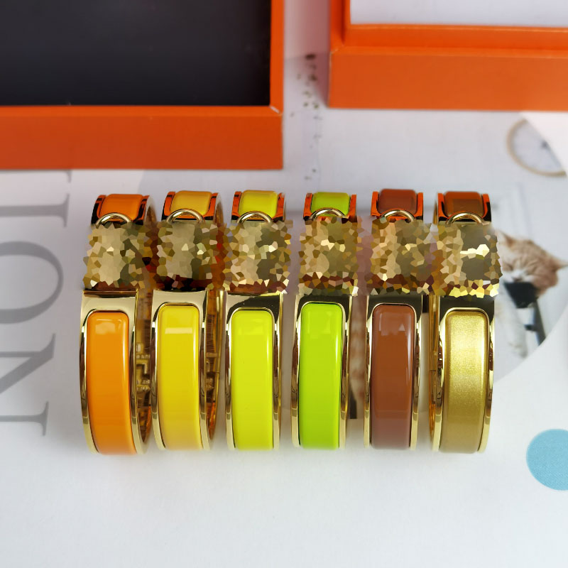 

12mm Enamel clic bangle for women charm bracelets new version lock yellow