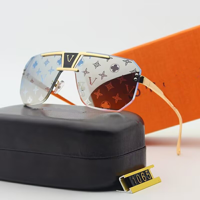 

Flower Lens Oversized Sunglasses with Letter Designer Brand Sun Glasses Women Men Unisex Traveling Frameless Sunglass Black Grey Beach Adumbral 1065