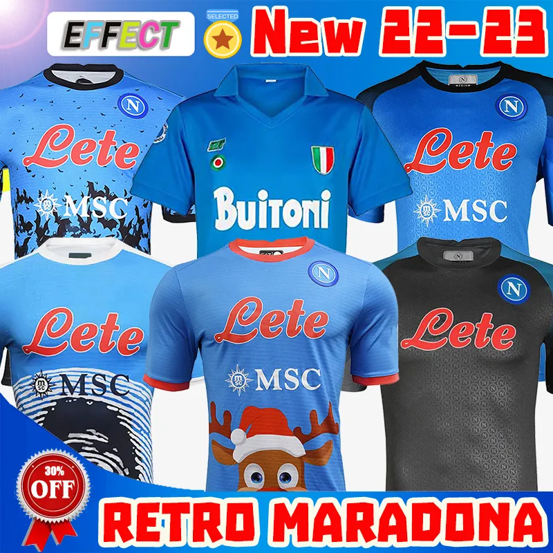 

2022 2023 Napoli Christmas Soccer Jerseys 22/23 Home Blue Away Third Black MARADONA DI LORENZO H. LOZANO INSIGNE OSIMHEN MERTENS Retro 1987, 22 23 speciale blue+patch