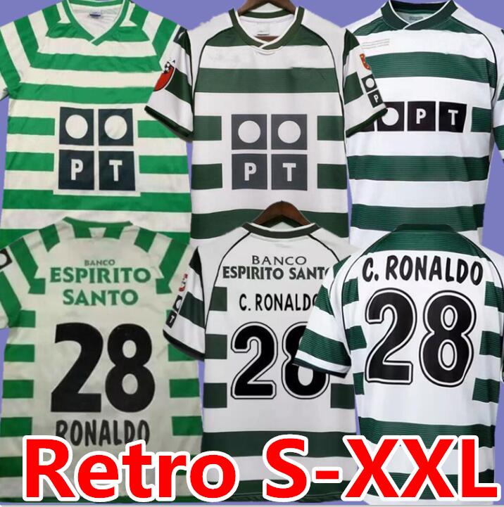 

01 02 03 04 Lisboa retro soccer jerseys ronaldo Marius Niculae Joao Pinto 2001 2002 2003 2004 Lisbon C.RONALDO Classic Vintage football shirts tops Sporting CP