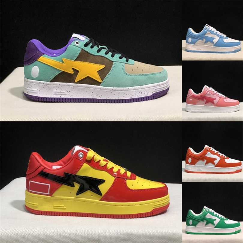 

Bapesta Designer Casual Shoes Low Top Leather Trainers Sports Sneakers SK8 Pink Beige Suede Black Blue Color Camo Combo Red Green bapestas Sta Mens Womens bapestar