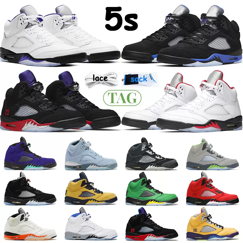 

Fire Red 5 5s Jumpman Men Basketball Shoes Concord UNC Easter Racer Blue Sail Jade Horizon Green Bean Oreo Quai 54 Bluebird PRFC What The Mens Trainers Sports Sneakers, 10