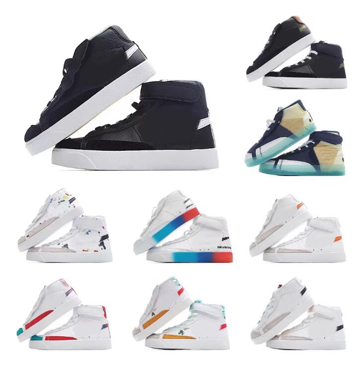 

2023 LOW Kids Blazers Sports Shoes Mid 77 Vintage Have A Good Game Boys Girls Childs SB Sesame Mystic Iridescent Toddler Basketball Sneaker Size 22-35, 26