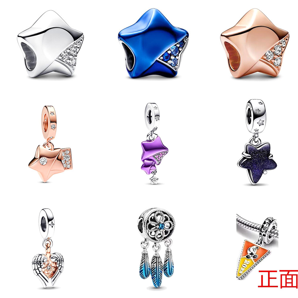 Pandora-925 Sterling Silver Dangle Charms Perles Dream Catcher Lucky Star Perles Ange Gardien Perles En Laiton