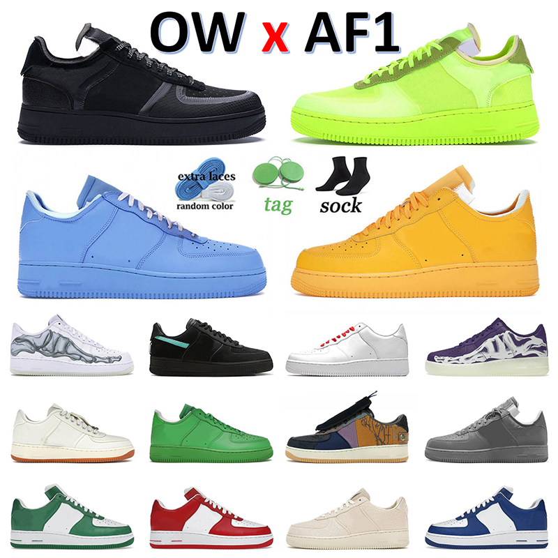 

OW x 1 Low Skate Casual Shoes Mens Women Mesh Volt Black MCA University Blue Gold Skeleton White Cactus Jack Ghost Grey Tiffany Sneakers Outdoor Trainers Jogging 36-47, B9 univeristy gold 36-45