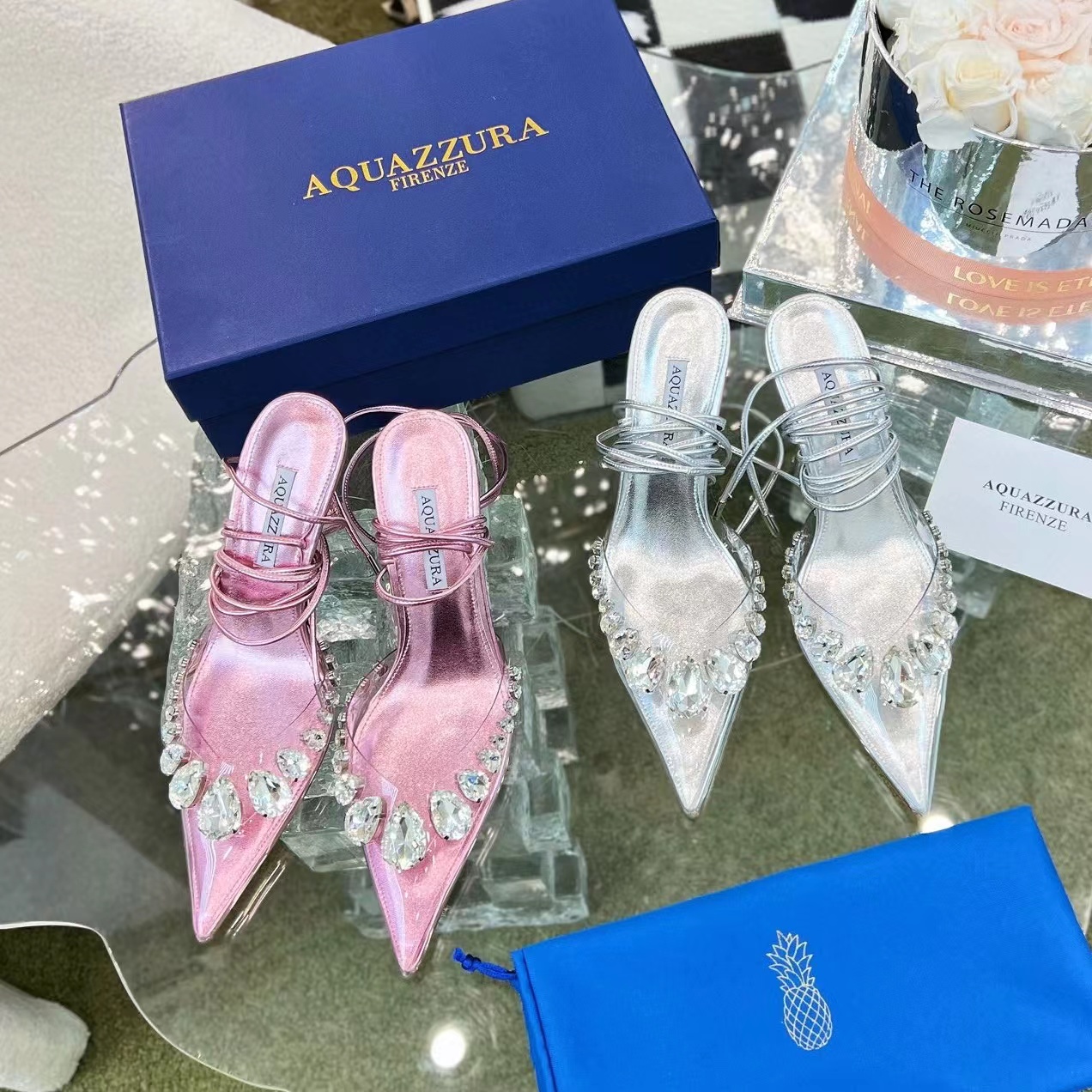 

aquazzura Designer Sandals Womens Heeled Shoes Dress Shoe Luxury weddingr heels Satin High Bow Crystal Embellished Buckle Pointed Toe Sandal Dinner with box