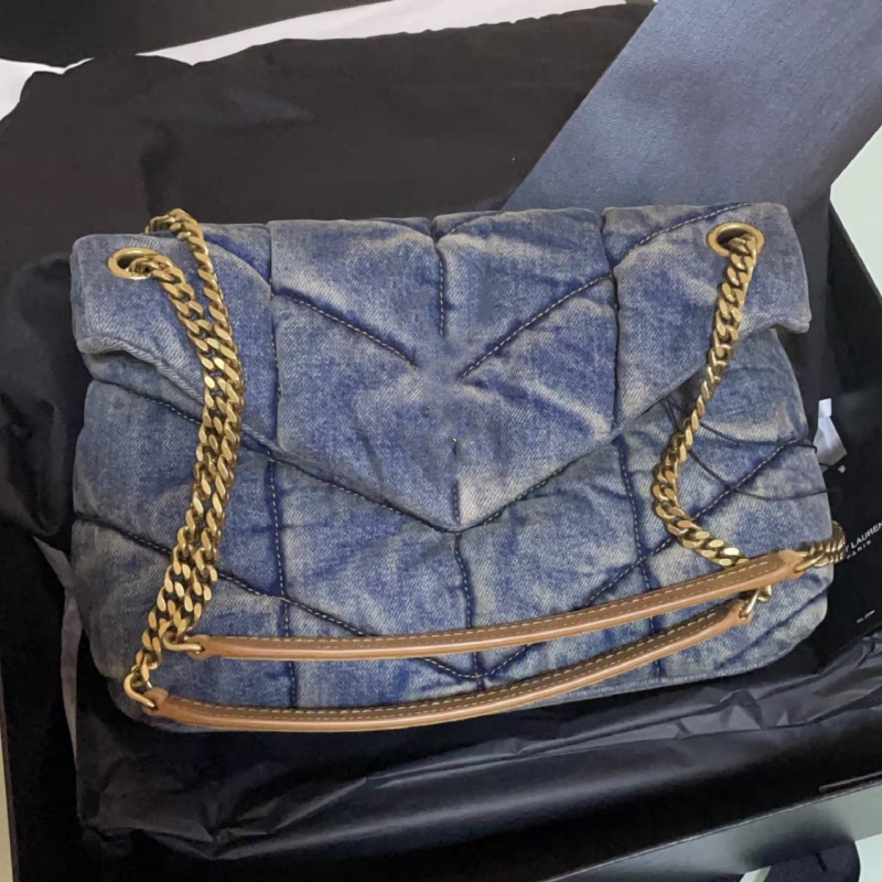 

7A LOULOU Bag Puffer Nubuck Leather Shoulder Handbag Washed Denim Luxurys Designers Women Jeans Tote Purse Frosted Cowhide Cowboy Messenger, Beige