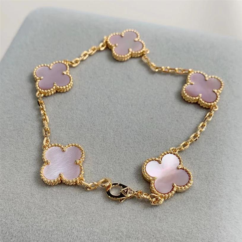 

2023 Luxury Clover Designer Bracelet Mother of Pearl 18K Gold Brand Love Bangle Charm Bracelets Shining Crystal Diamond Jewelry for Wom350x