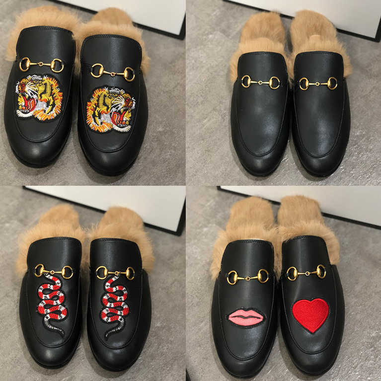 

Men Slippers Princetown Fur Slippers Fur Mules Flat Chain Ladies Casual Shoes Women Mens Loafers Muller Slipper Shoes Furry Slides Sandal With Box NO14, Black/wolf