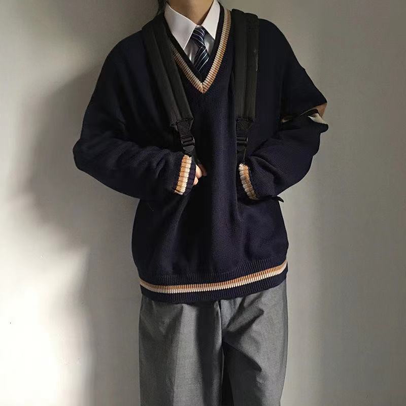 

Men's TShirts Couple's Clothes Autumn Wool Sweater Loose Coats Student Black Color Pullover Vneck Cardigan Cashmere Knitting 230224