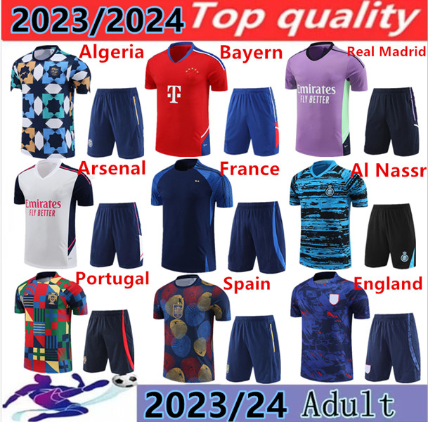 

23 24 Al Nassr FC Football Jerseys 2023 2024 Ronaldo Masharipov Abbard Martinnez Short Sleeve Training Shirt Men's and Kids Sets 18, Blue