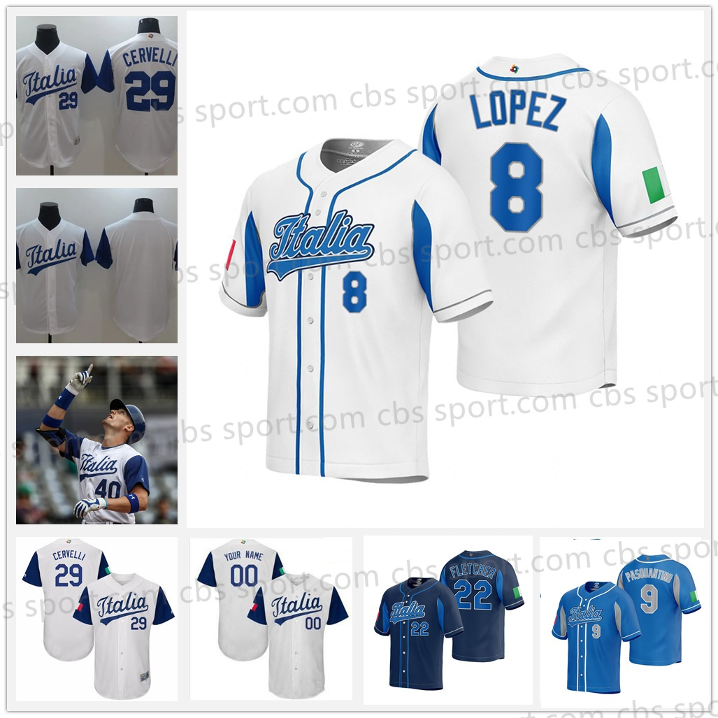 

World Team Wbc Italy 2023 Baseball Classic Jersey Joe Lasorsa Vinny Nittoli Andre Pallante Stephen Woods Jr. Brett Sullivan David Fletcher Nicky Lopez, 2023 women white