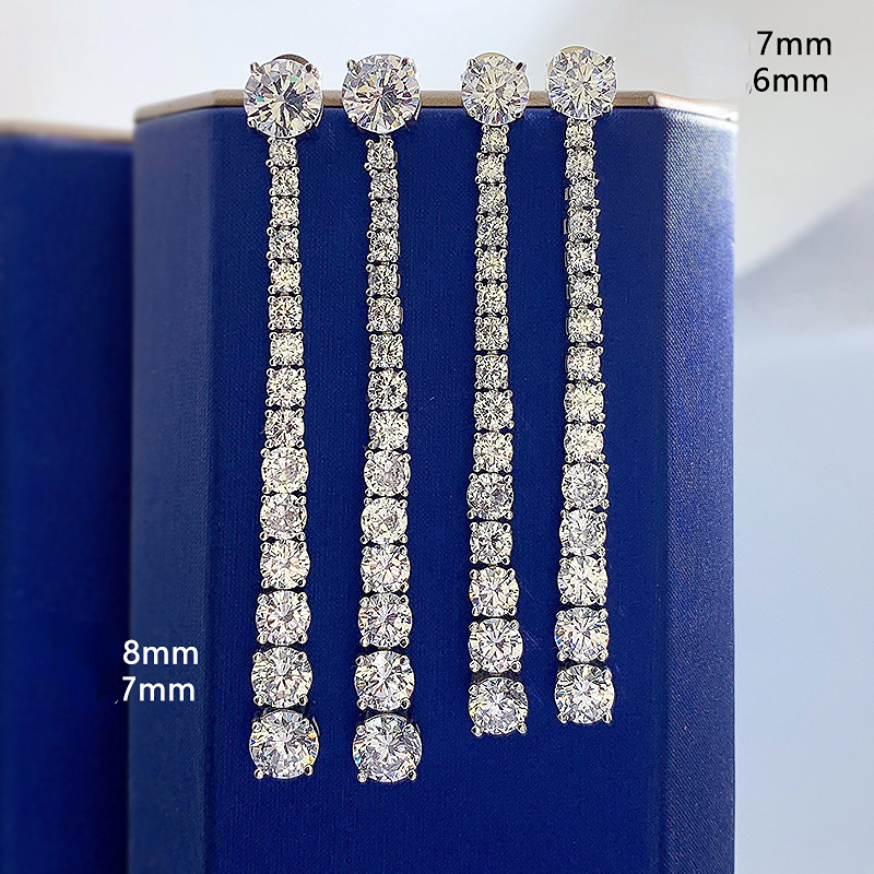 Fine Moissanite Diamond Dangle Earring 100% Real 925 sterling silver Wedding Drop Earrings for Women Bridal Engagement Jewelry