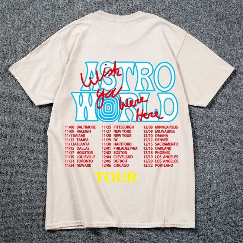 

Fashion Hip Hop T Shirt Men Women ravis Scotts ASROWORLD Harajuku Shirts YOU WERE HERE Letter Print ees ops 220725WE7K, Khaki
