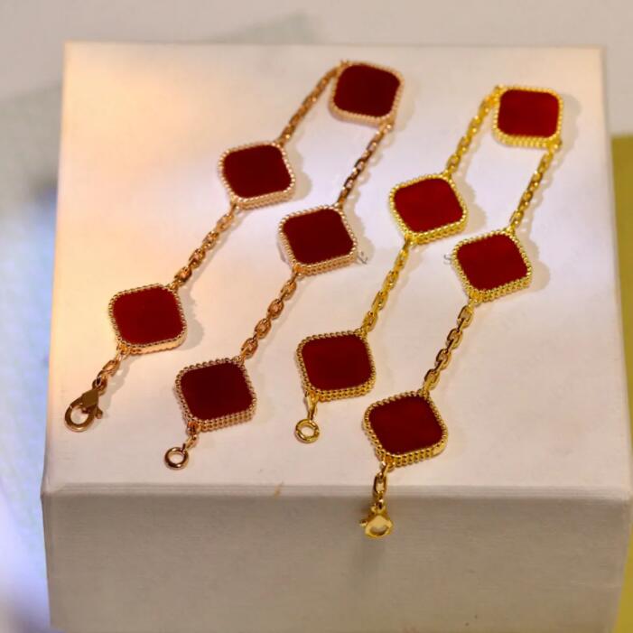 

18K gold luxury designer charm bracelets for women sweet 4 leaf shining brand bracelet jewelry gift