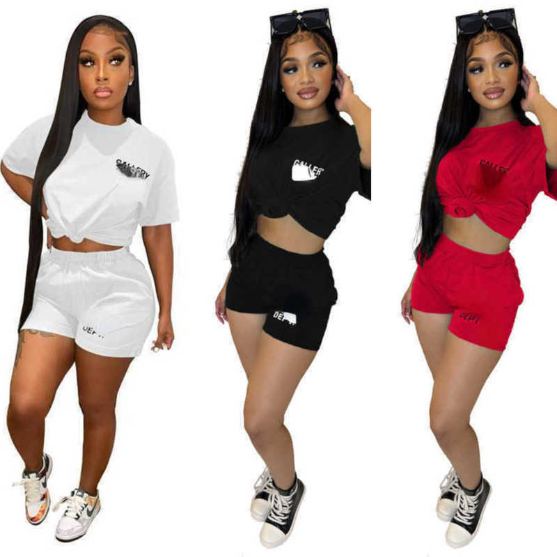 

2023 Summer Women Tracksuits Two Piece Outfits Short Sleeve T Shirt Top And Sportswear Joggers Suit, White9