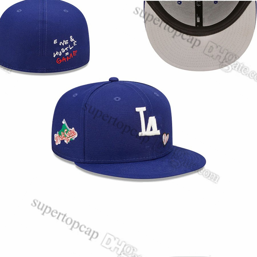 

2023 Men's Baseball Full Closed Caps Summer Royal Blue Letter Bone Men Women Black Color All 32 Teams Casual Sport Flat Fitted hats " Series" " Love Hustle Mix Colors F24-034