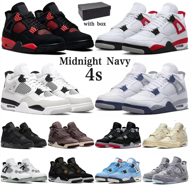 

4 Retro Basketball Shoes Jumpman 4s Midnight Navy Military Black Cat Cactus Jack Red Thunder Green Glow Mens Trainers Womens With Box, Seafoam