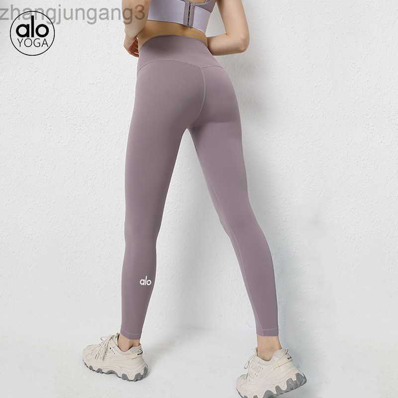 

Alosyoga Yoga Pants High Waist Nude Lifting Hip Fitness Crop Pants No Awkward Thread Tights Women Leggings, Black