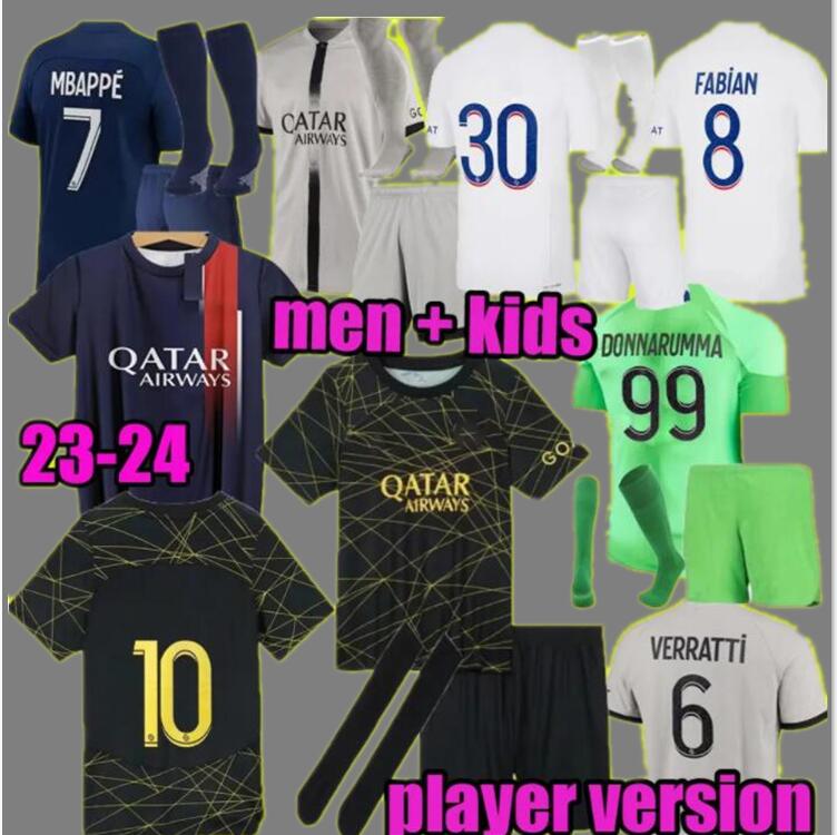 

MBAPPE HAKIMI soccer jersey SERGIO RAMOS 23 24 Maillots de football 2022 2023 MARQUINHOS VERRATTI pSGS HAKIMI men kids kit shirt uniforms maillot foot third, Kids size