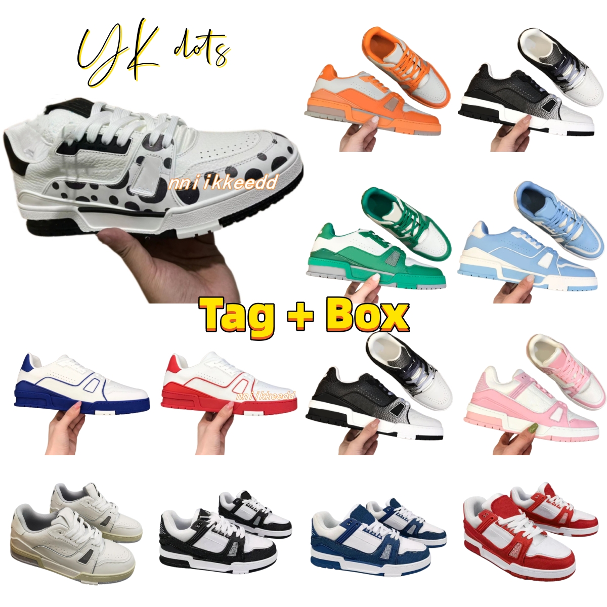 

Designer Luxurys Sneaker Virgil Trainer Casual Shoes YK Dots Calfskin Leather Abloh White Green Red Blue Letter Overlays Platform Low Sneakers Size 36-45, 14