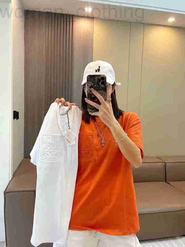 

Women' T-Shirt Designer 2023 new three-dimensional relief letter short sleeve t-shirt simple solid color loose couples CX12, Orange2